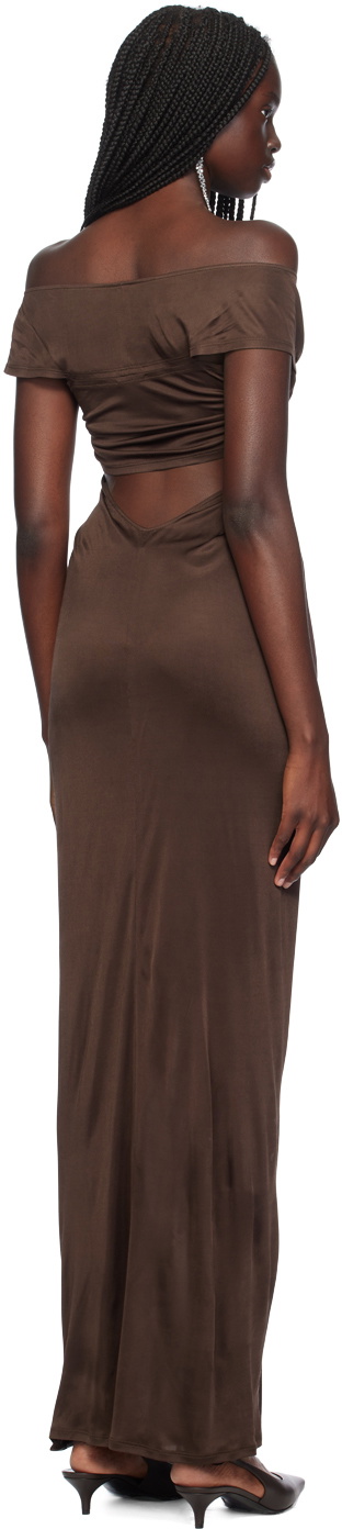 Atlein Brown Ruched Maxi Dress