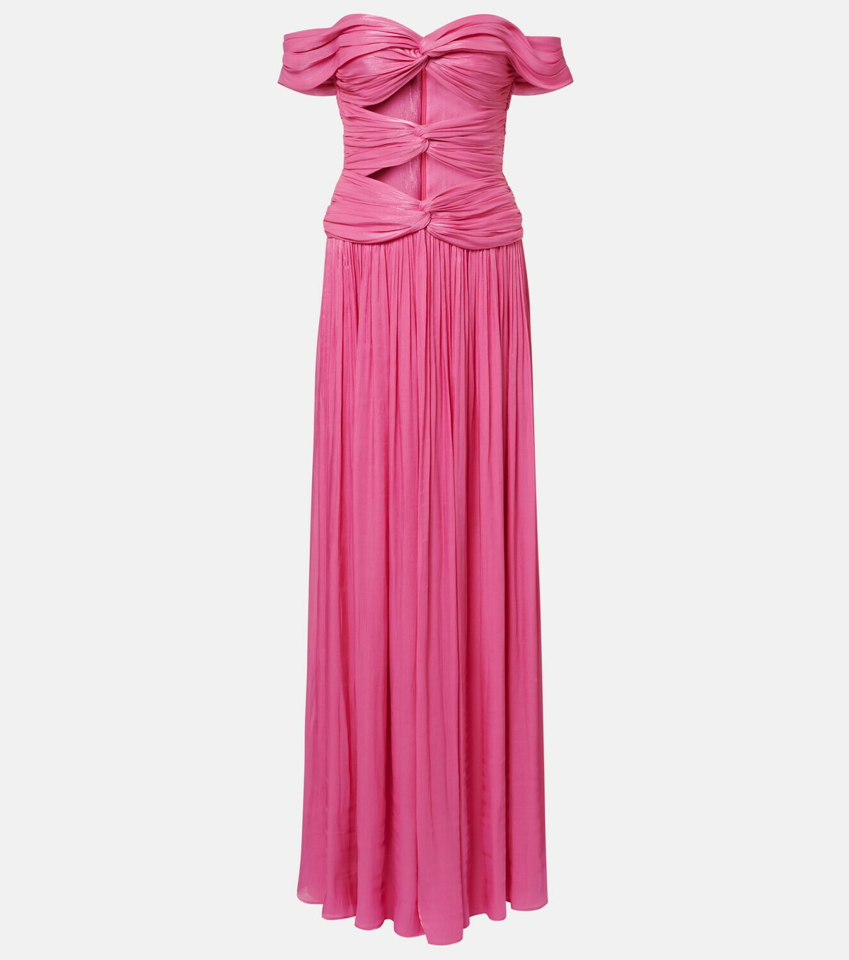 Costarellos Cutout Lurex georgette gown