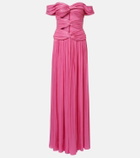 Costarellos Cutout Lurex georgette gown