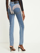 MUGLER - Embellished Fringe Denim Skinny Jeans