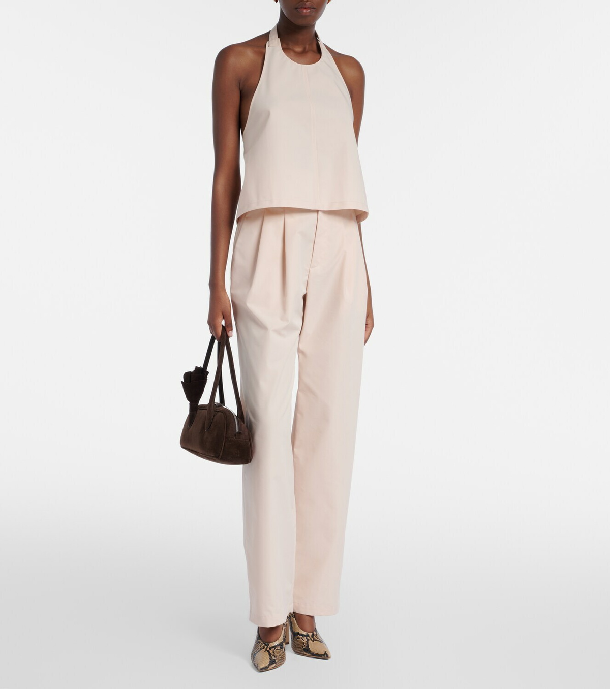 Wardrobe.NYC Pleated cotton-blend wide-leg pants
