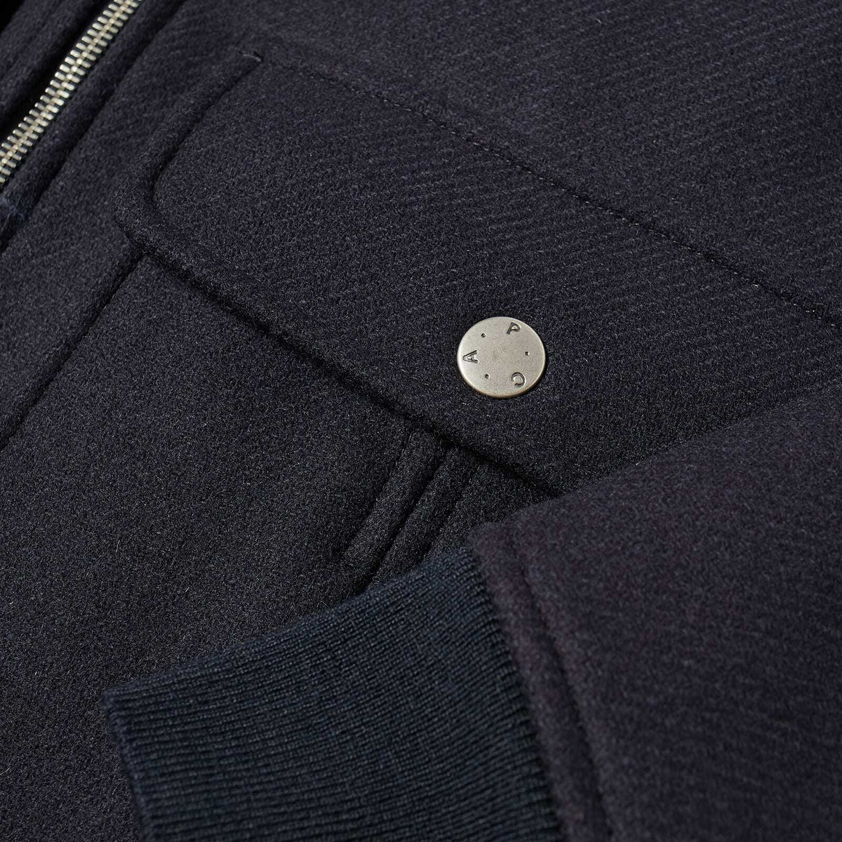 A.P.C. Ben Faux Fur Collar Jacket in Dark Navy