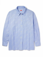 KENZO - VERDY Oversized Logo-Jacquard Cotton Shirt - Blue