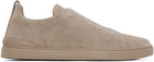 ZEGNA Taupe Triple Stitch Sneakers