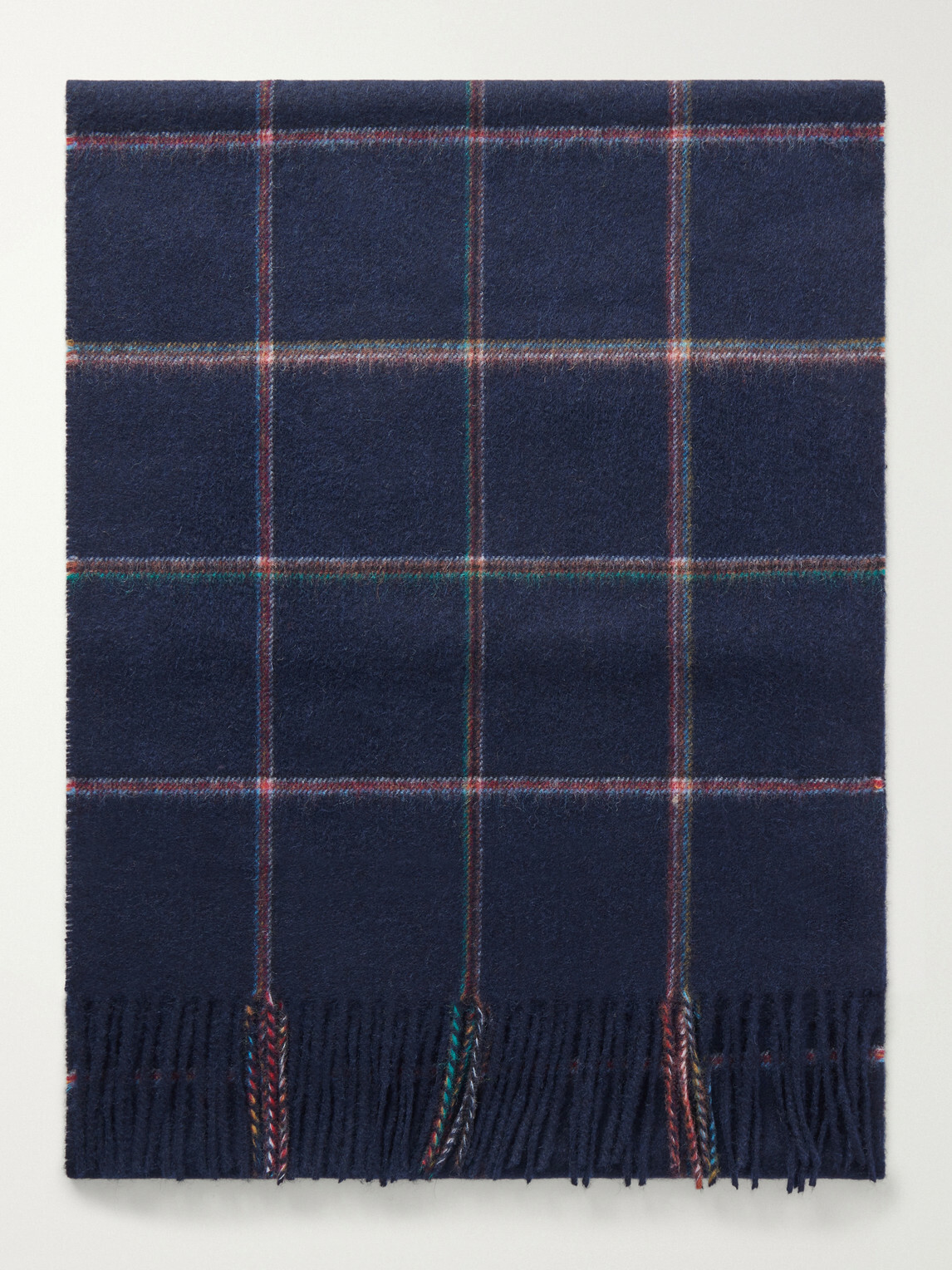 Paul Smith - Checked Wool and Cashmere-Blend Scarf - Blue