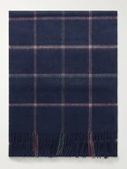 Paul Smith - Checked Wool and Cashmere-Blend Scarf - Blue