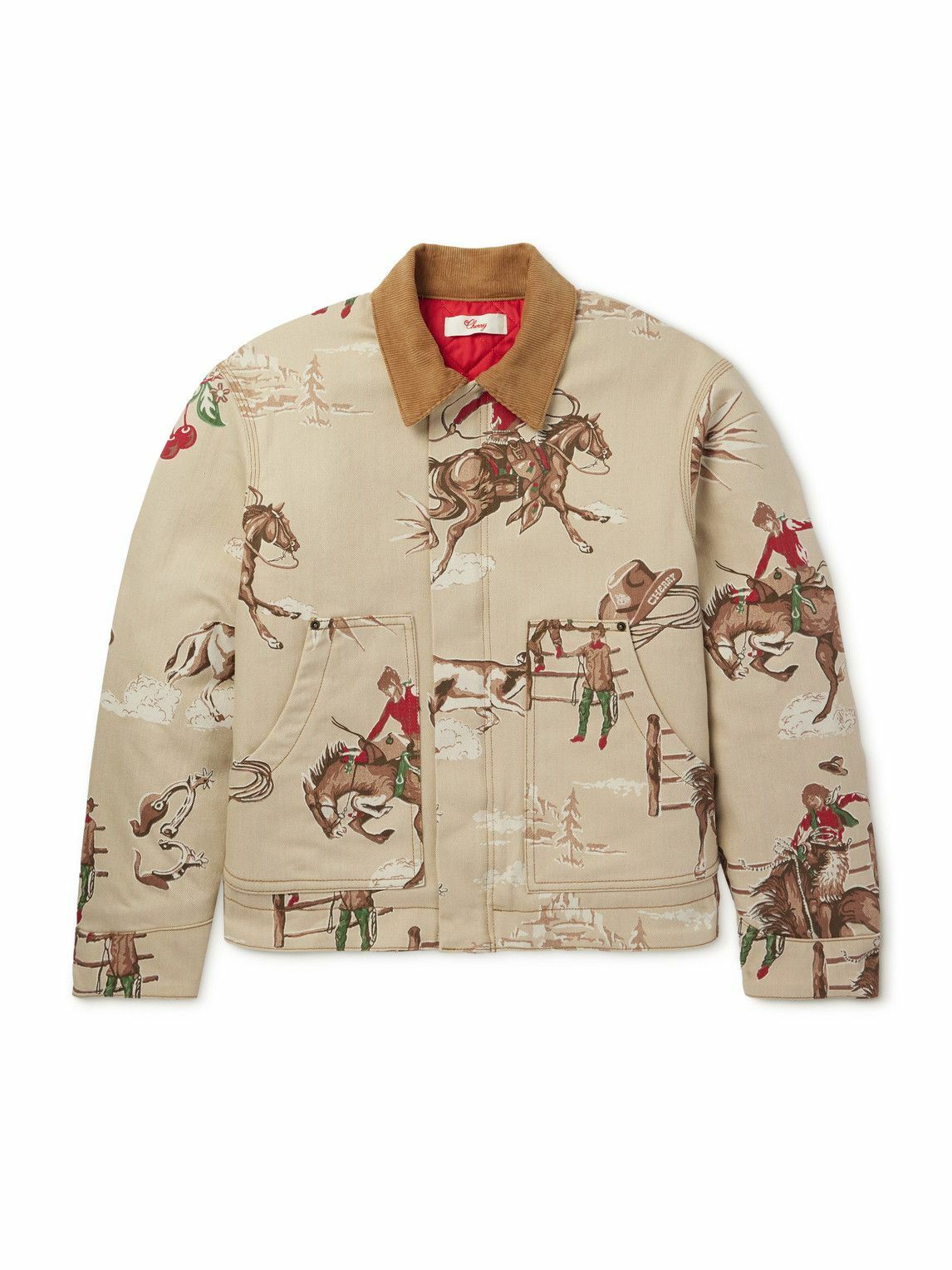 Cherry Los Angeles - Corduroy-Trimmed Printed Cotton-Twill