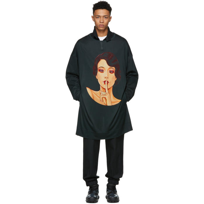 Yohji Yamamoto Green Oversized Woman T-Shirt Yohji Yamamoto