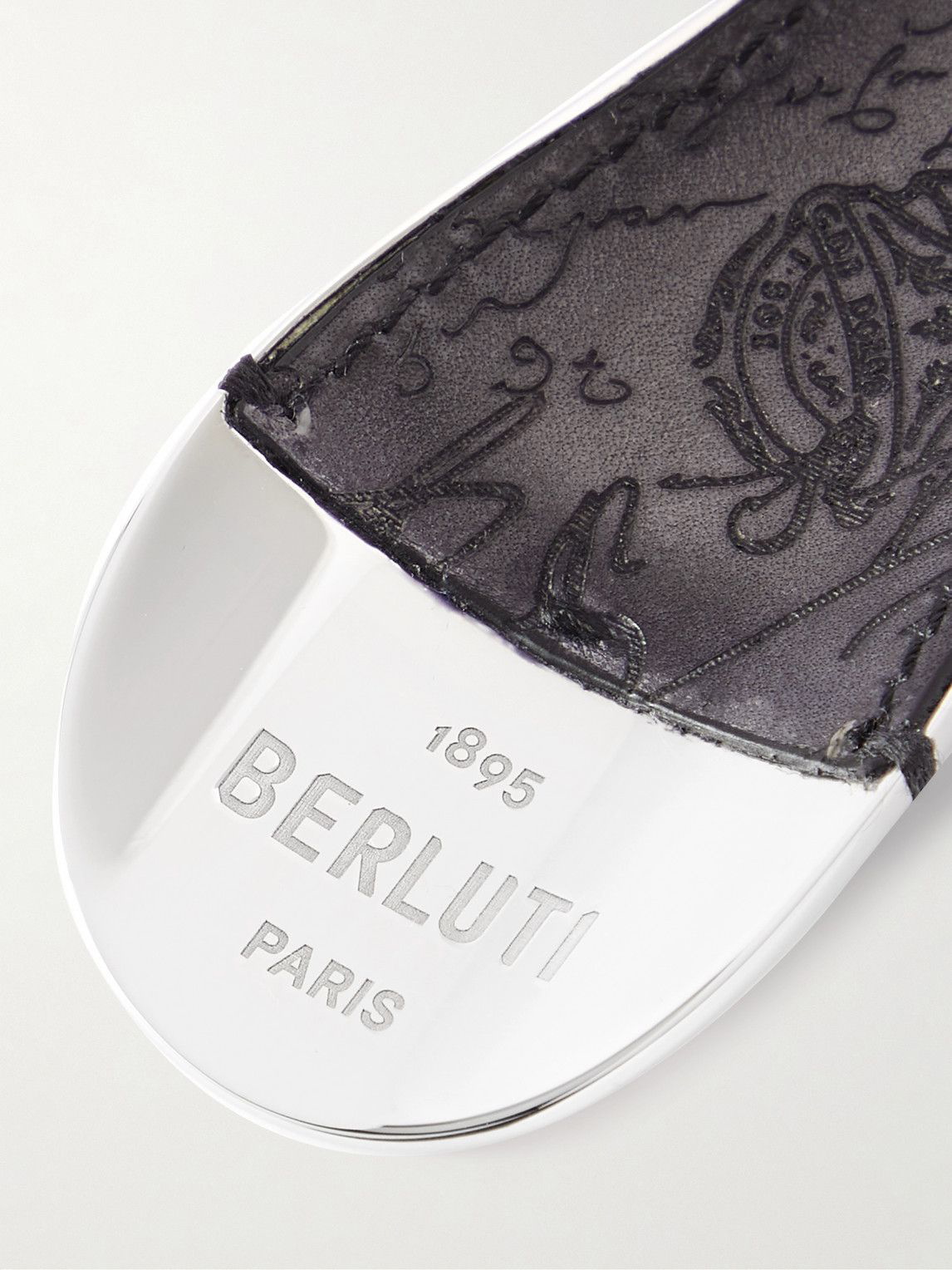 BERLUTI Scritto Venezia Leather and Silver-Tone Key Fob for Men