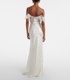 Self-Portrait Lace-trimmed satin gown