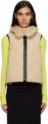 Helmut Lang Black & Beige Reversible Shearling Vest