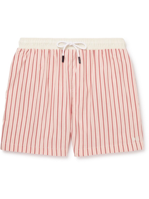 Photo: SOLID & STRIPED - The Classic Mid-Length Striped Swim Shorts - Pink