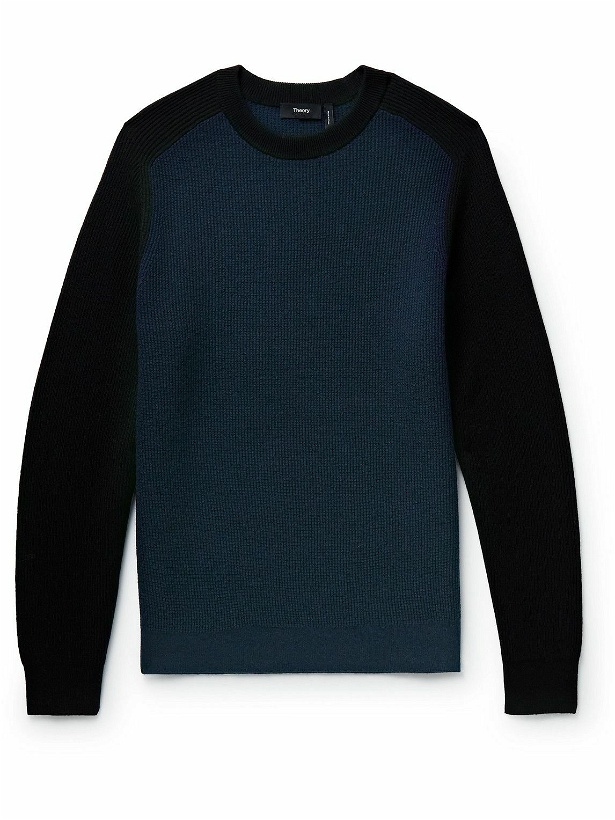 Photo: Theory - Toby Ribbed Wool-Blend Sweater - Blue