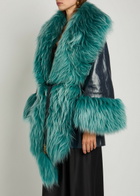 Chloe Shearling-embellished Leather Jacket Blue