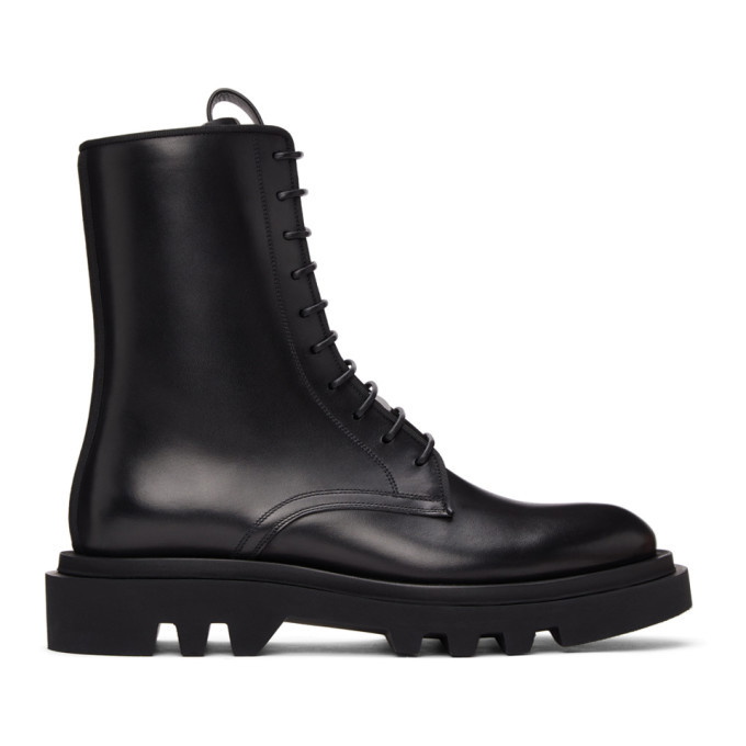 Photo: Givenchy Black Leather Combat Lace-Up Boots