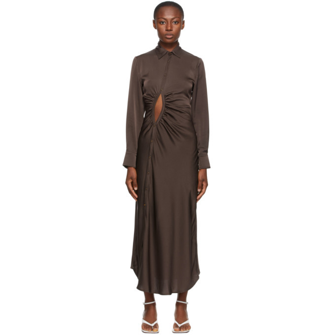 Photo: Georgia Alice SSENSE Exclusive Brown Satin Universe Dress