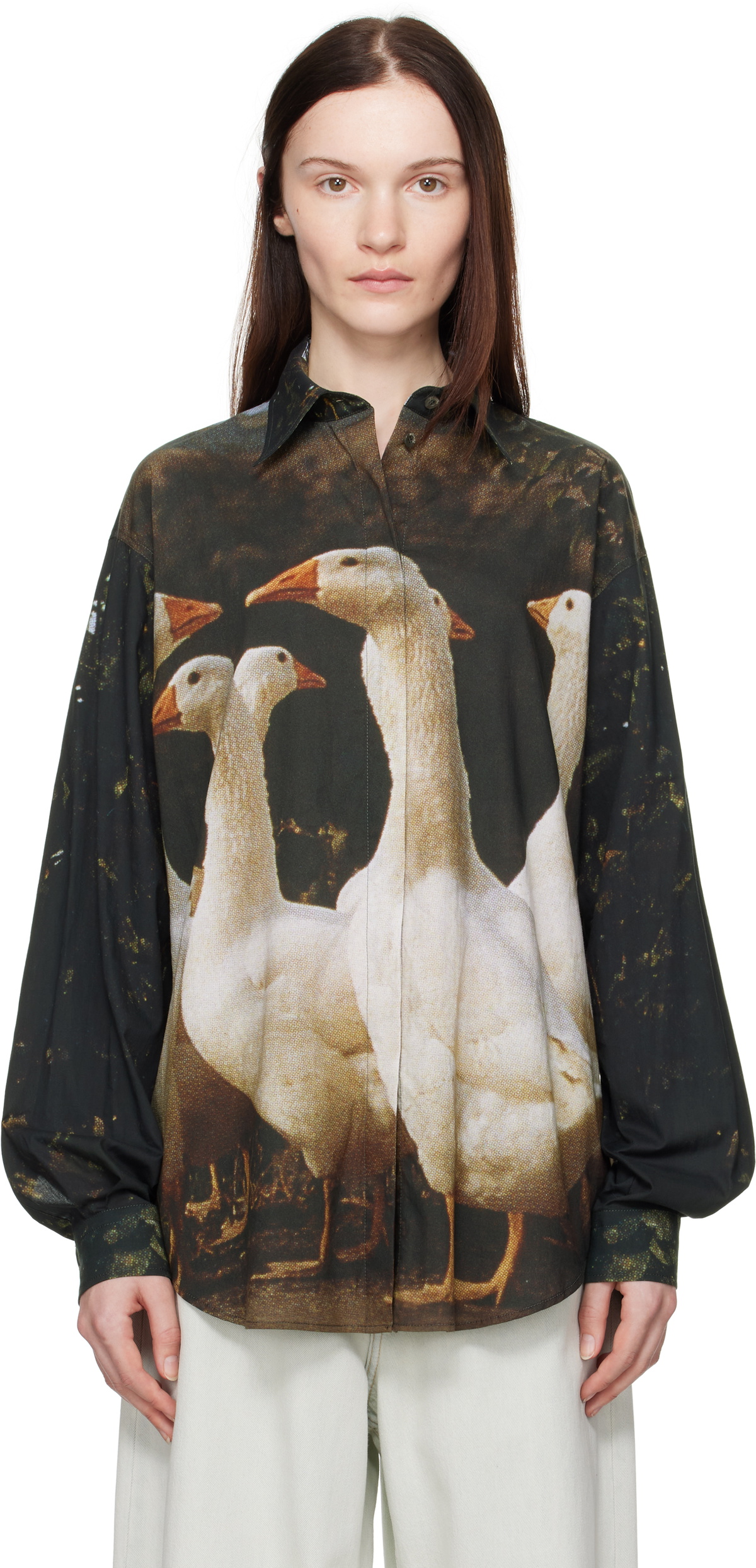 Moschino Multicolor Goose Print Shirt Moschino