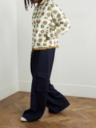 Story mfg. - Mineral Floral-Print Quilted Organic Cotton-Poplin Half-Zip Sweatshirt - Green