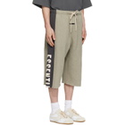 Fear of God ESSENTIALS Gray Panelled Raw Cut Off Sweat Shorts
