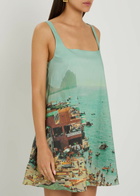 Staud Brio Printed Stretch-cotton Mini Dress Blue