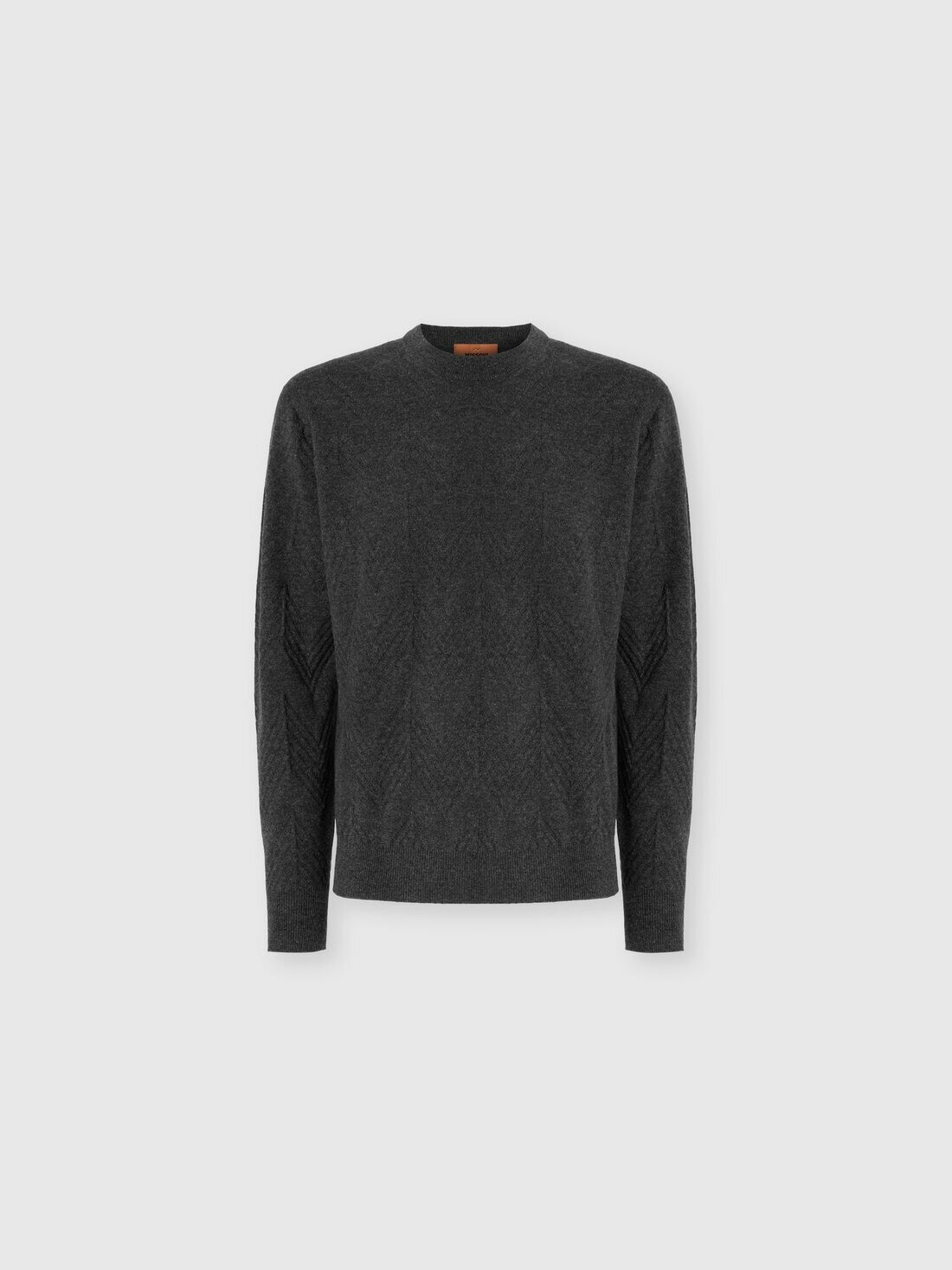 Missoni - Crew neck sweater in pure cashmere with chevron pattern, Men, Grey