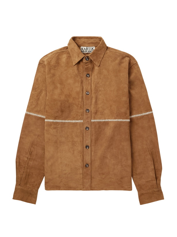 Photo: Kartik Research - Rabari Embroidered Suede Jacket - Brown