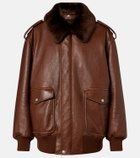 Prada Shearling-trimmed leather jacket
