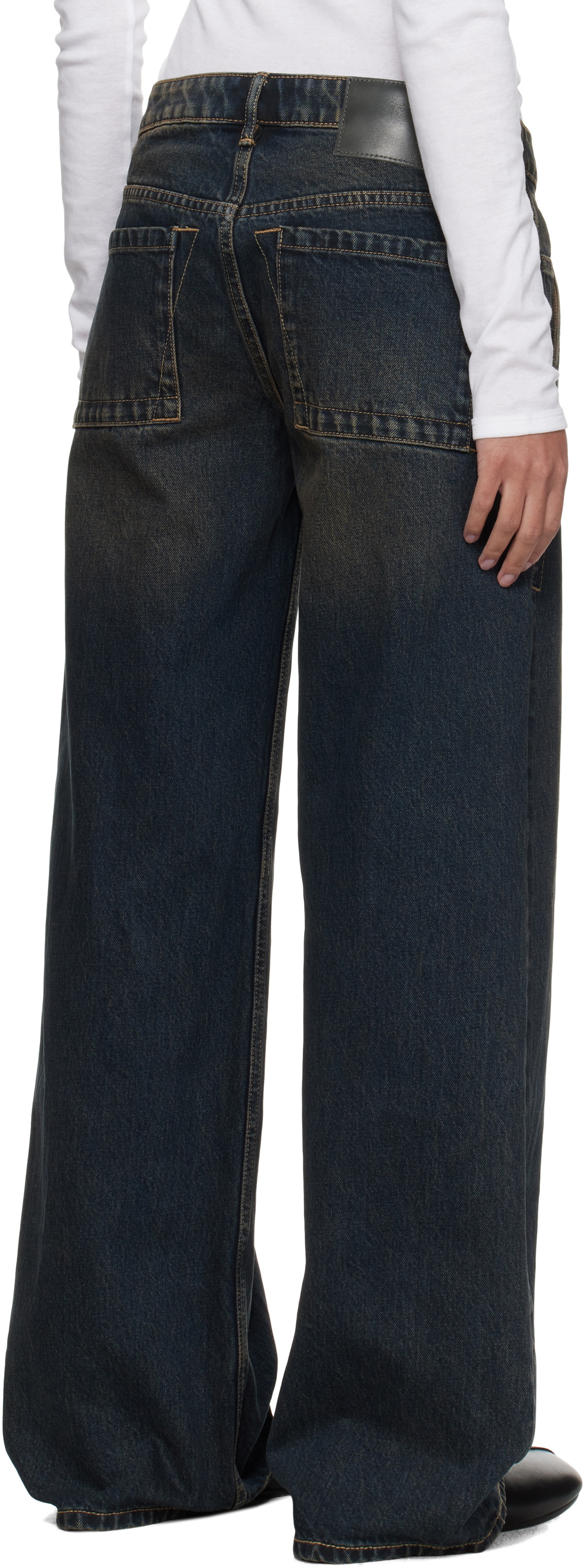 Fax Copy Express Black Basic 2 Loose Dirty Wash Jeans Fax