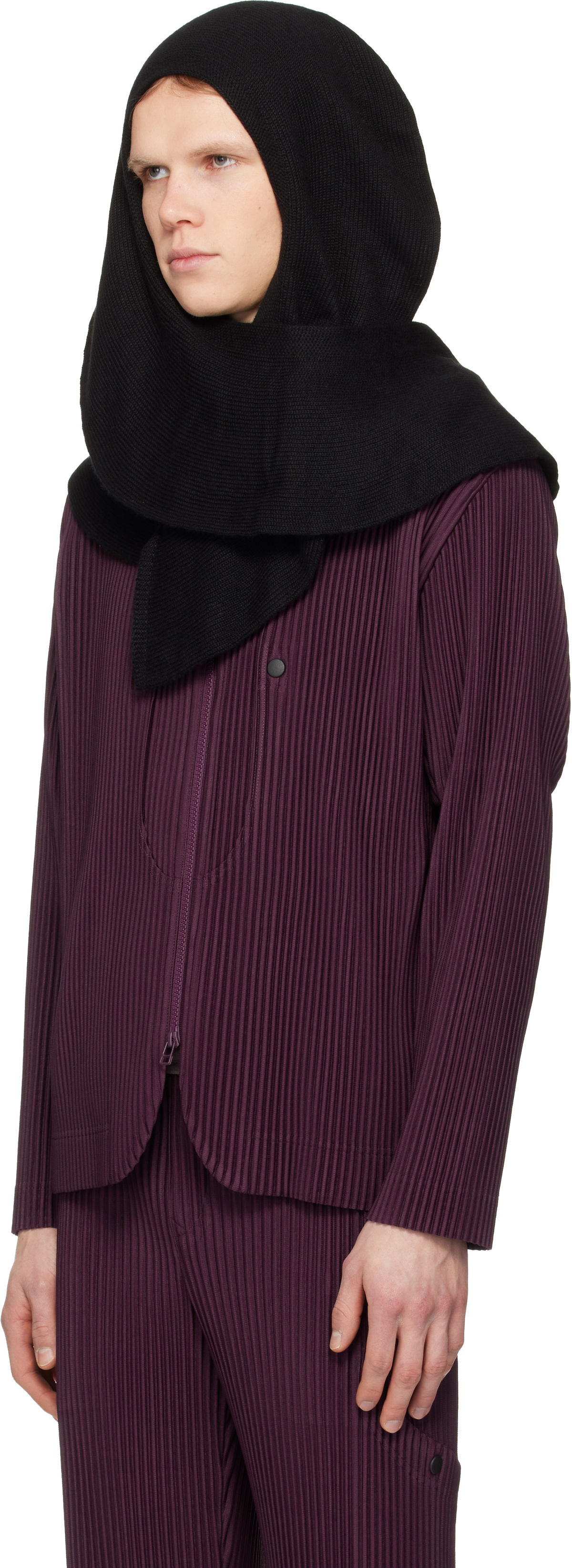 HOMME PLISSÉ ISSEY MIYAKE Black Cashmere Winter Gear Scarf