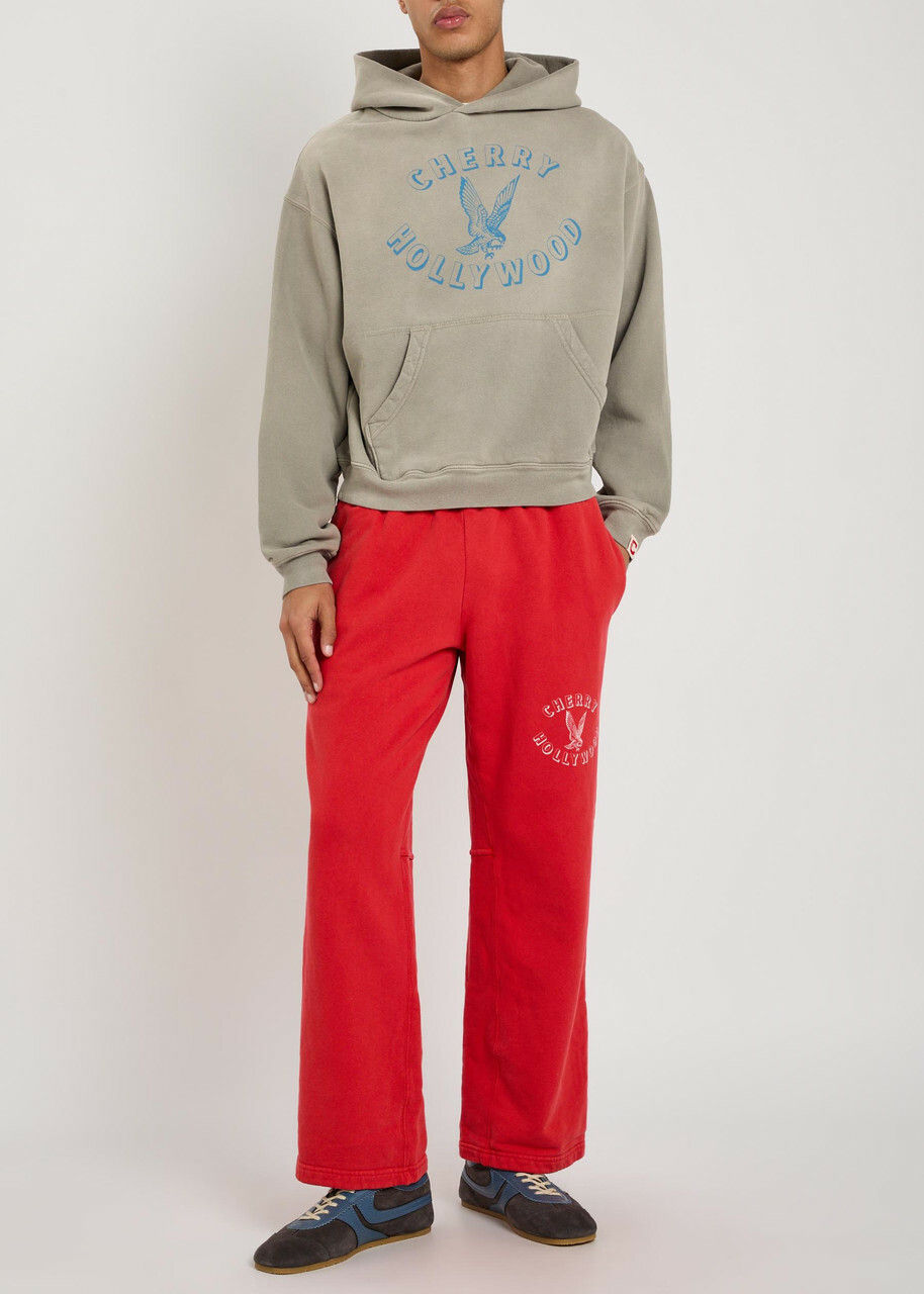 Cherry Los Angeles Motors Hooded Cotton Sweatshirt Grey