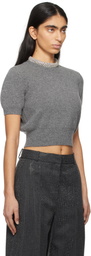 Alexander Wang Gray Crystal Tubular Necklace T-shirt
