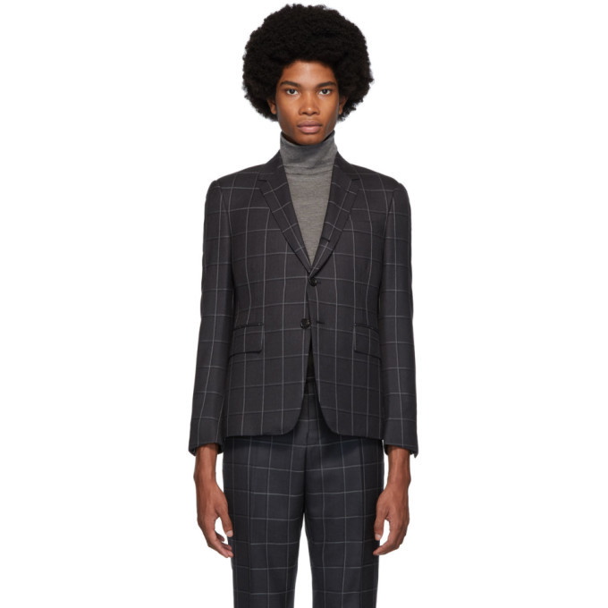 Photo: Thom Browne Grey Twill Classic Check Blazer