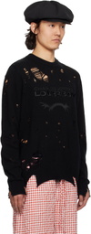 Charles Jeffrey LOVERBOY Black Distressed Logo Sweater