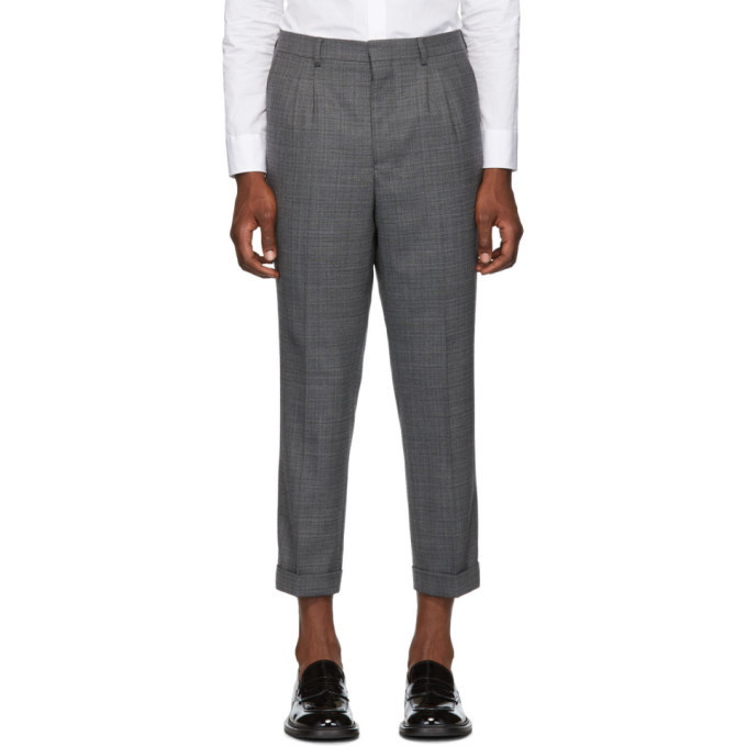 Photo: AMI Alexandre Mattiussi Black and Grey Pleated Carrot Trousers