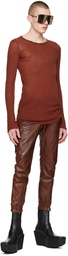 Rick Owens Brown Luxor Leather Pants