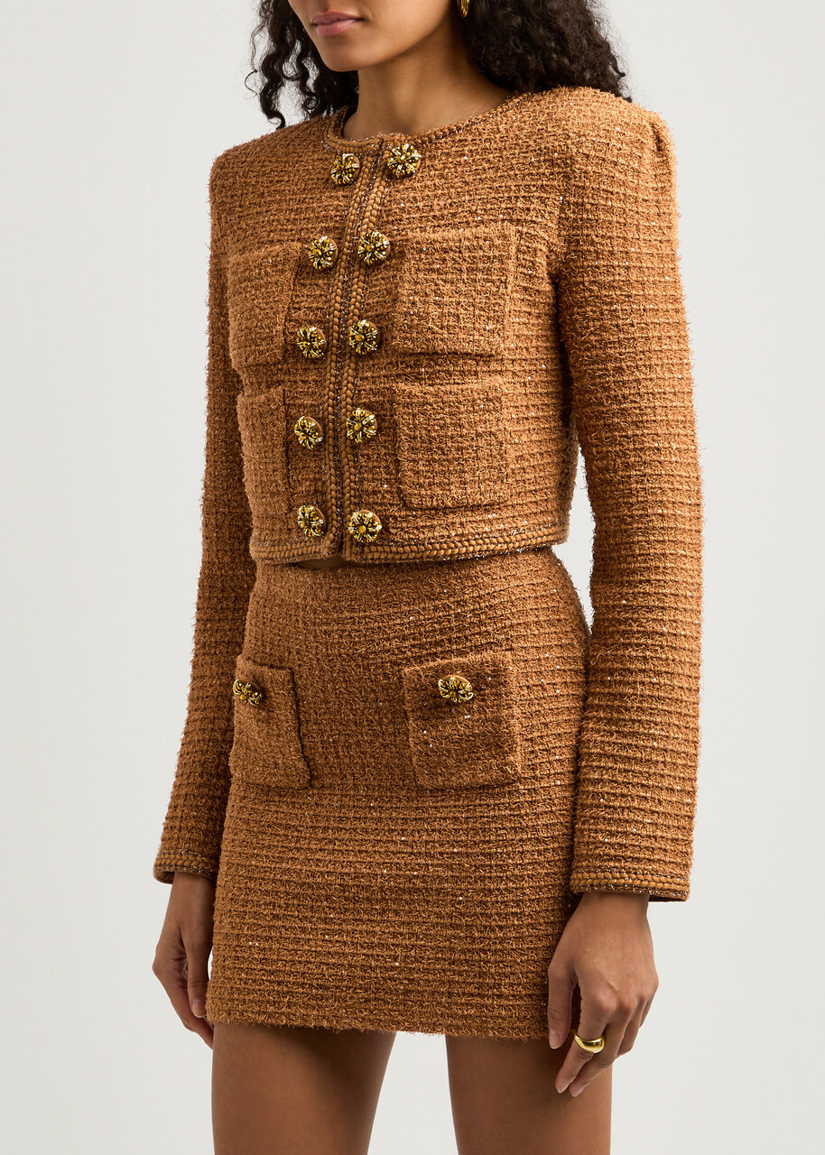ジャケット SELF PORTRAIT Boucle fabric blazer with jewel buttons Self-portrait Embellished Bouclé Tweed Jacket Pastel Self