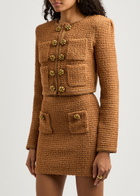 Self-portrait Embellished Bouclé Tweed Jacket Brown
