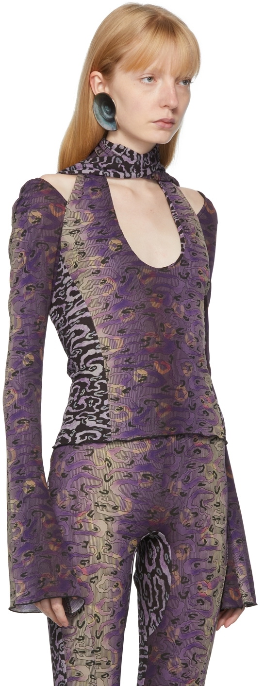 Charlotte Knowles Purple And Black Eleo Blouse Charlotte Knowles