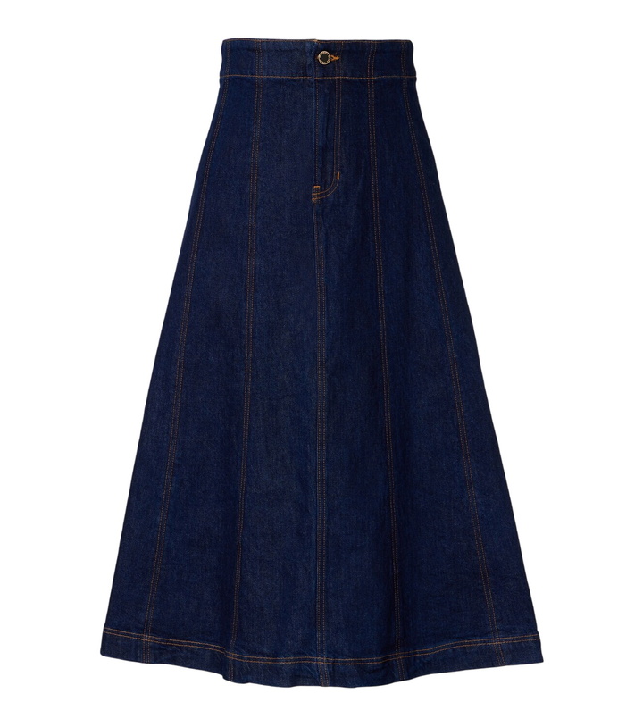 Photo: Veronica Beard Alix denim midi skirt
