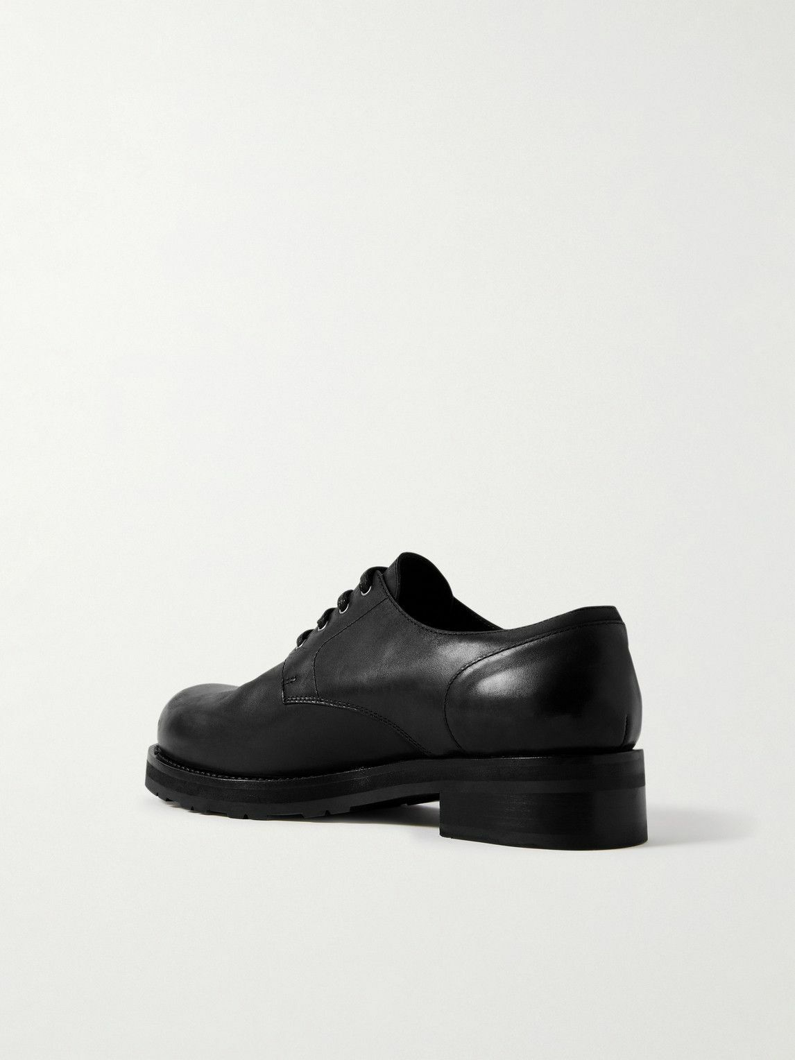 The Row - Oiled-Leather Derby Shoes - Black