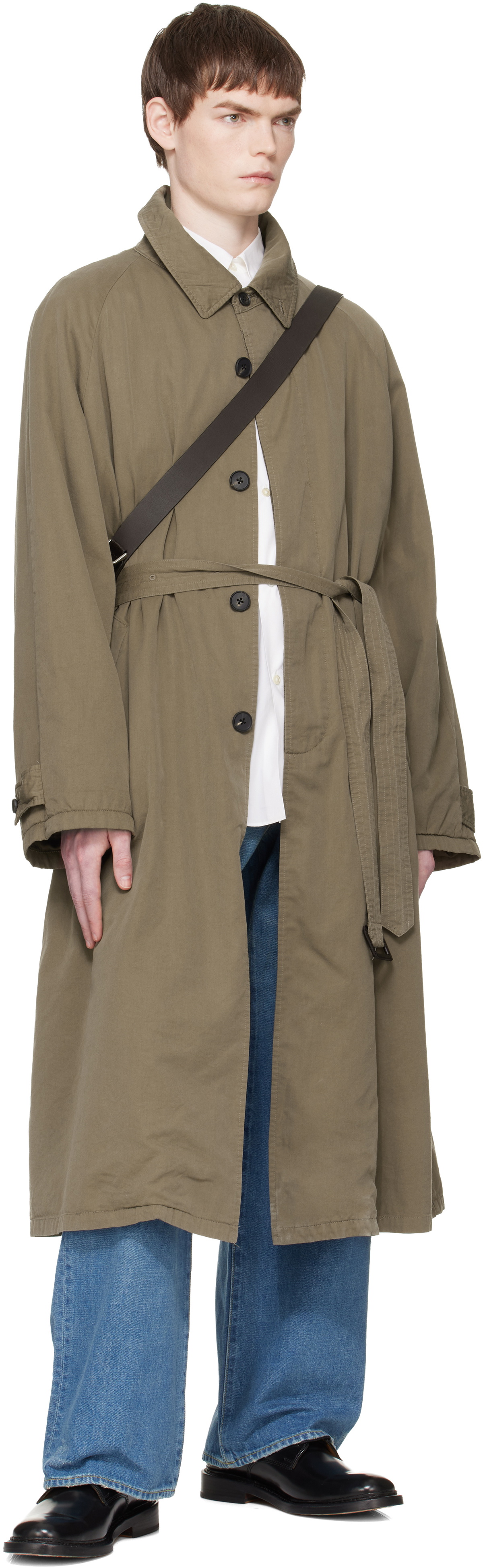 stein Taupe Cotton Rayon Vintage Padded Balmacaan Coat