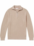 Brunello Cucinelli - Ribbed Cotton Half-Zip Sweater - Neutrals