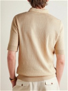 Lardini - Slim-Fit Ribbed Linen and Cotton-Blend Polo Shirt - Neutrals