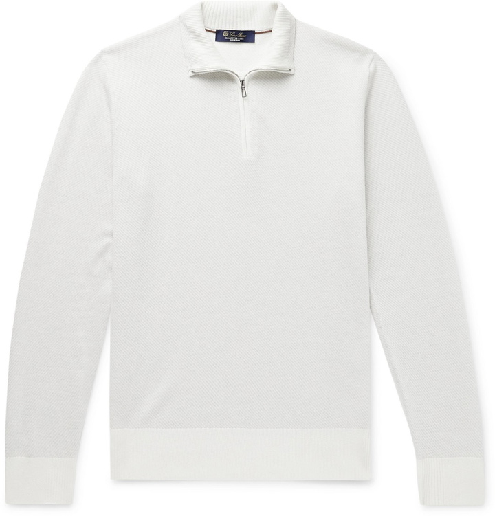 Photo: Loro Piana - Roadster Cashmere Half-Zip Sweater - White