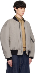 International Gallery BEAMS Gray Utility Pocket MA-1 Bomber Jacket
