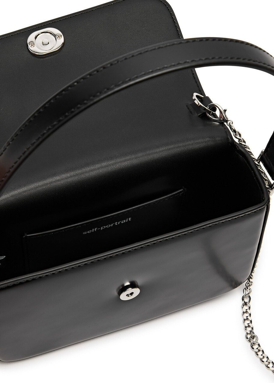 Self-portrait Micro bow Glossed Leather top Handle bag