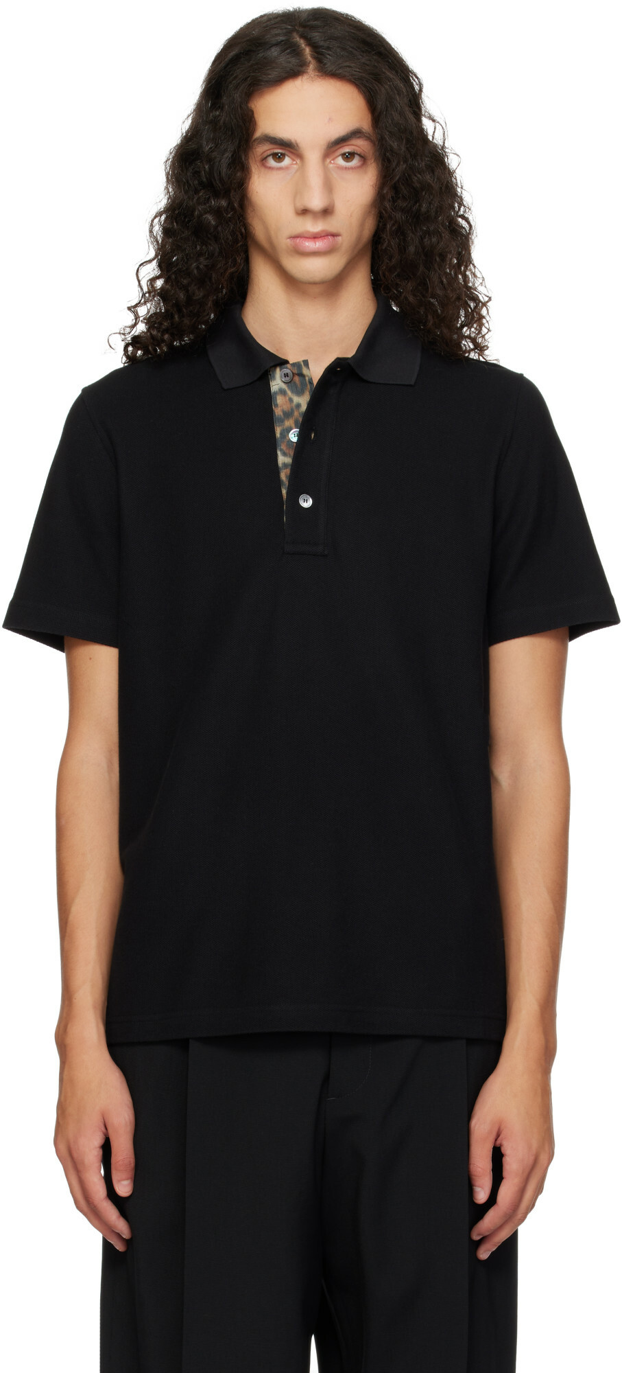 Lanvin Black Cotton Piqué Polo