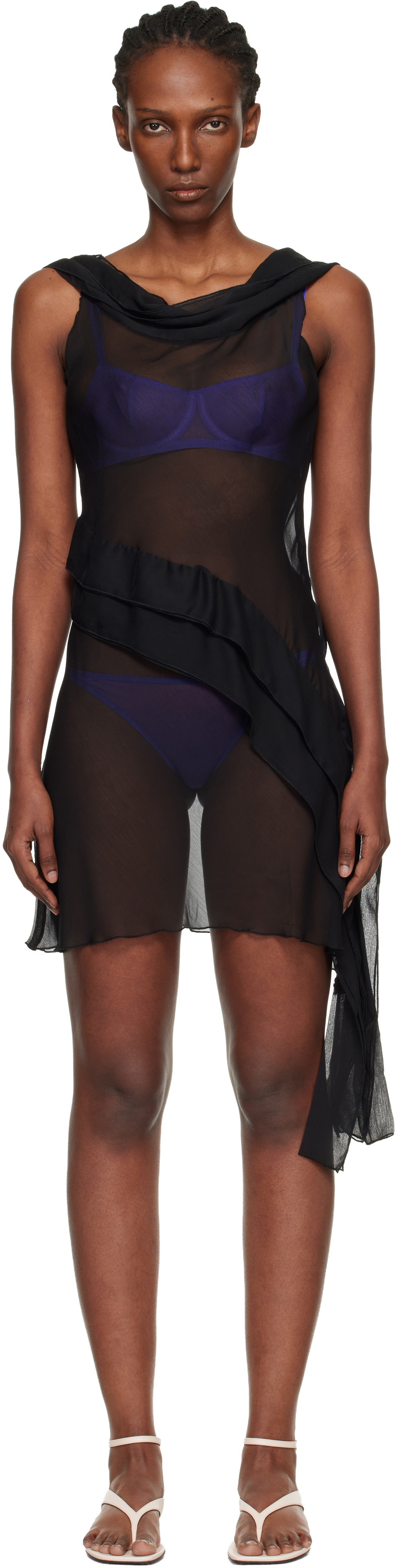 Gimaguas Black Boa Minidress