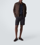 Brioni Leather-trimmed silk blouson jacket