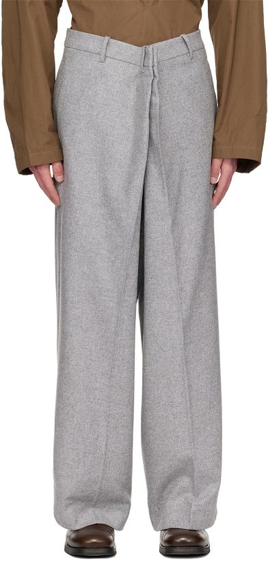 Photo: Hed Mayner Gray Front Pleat Trousers